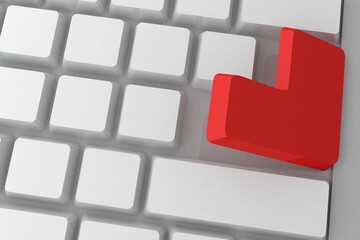 White keyboard with red key