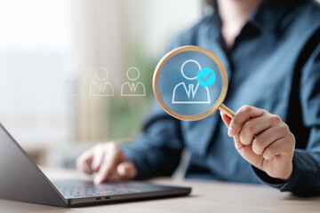 Hiring employees. Human resources management concept. HR recruitment job staff employment. Search...