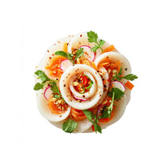 Artistic Radish and Carrot Salad with Jalape�o and Cilantro Garnish