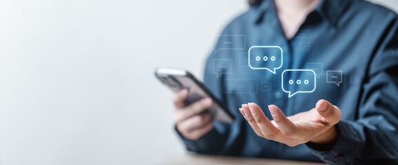 Communication chat message contact. Social network messaging. Text message bubble. Online chat text...