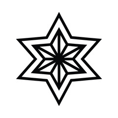 Black Double Layered Star Icon Vector Illustration