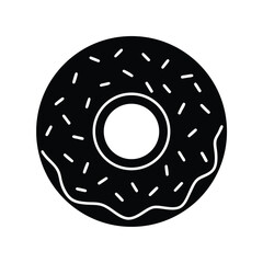 Black Donut Icon Vector Illustration