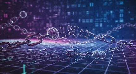 Interconnectedness Chains Representing Blockchain Technology and Digital Connectivity in a Futuristic, Networked World with Technological Innovation