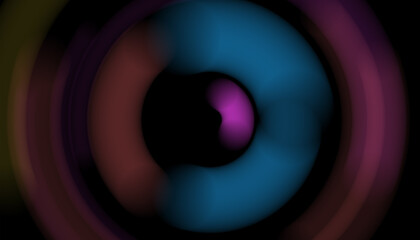 Abstract glowing rings in dark background with soft blur and neon light effect