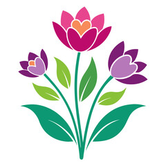spring flowers  silhouette  vector icon