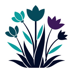 spring flowers  silhouette  vector icon