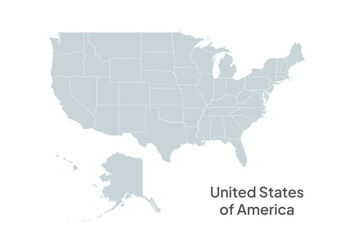Ultra detailed USA, United States Of America map with state border