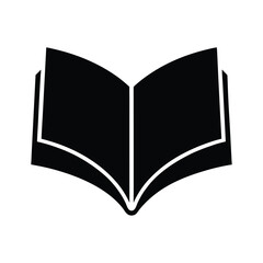 Black Open Book Icon Vector Illustration