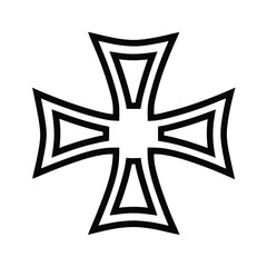 Black Outline Maltese Cross Icon Vector Illustration