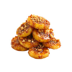 Delicious Caramelized Banana Slices with Toasted Peanuts - Close-Up Food Photography