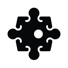 Black Puzzle Piece Separate Icon Vector Illustration