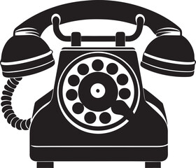 Vintage rotary dial telephone silhouette isolated on white background