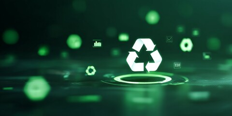 Recycling Initiatives Driving the Growth of Green Business, Digital illustration of a recycling symbol on a vibrant green background.