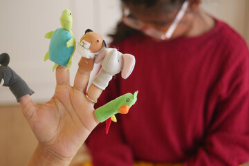 Creative finger puppets in playful storytelling session