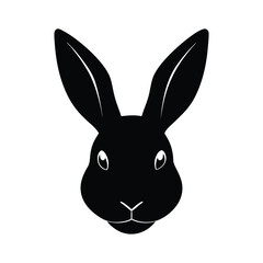 Black Bunny Head Icon Vector Illustration