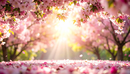 Obraz premium Abstract flower canopy with sunlight piercing through.