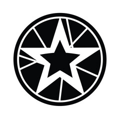 Black Star Broken Circle Icon Vector Illustration