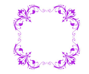 Purple floral frame with vintage ornament and decorative flower border design