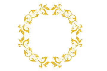 Golden floral frame with vintage decorative pattern