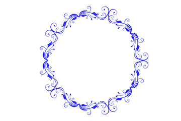 Blue water splash with scattered drops and liquid elements on white background