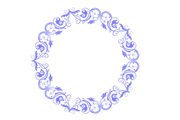 round frame made of blue flowers isolated