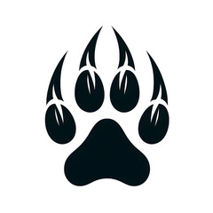 A icon that depicts a werewolf's paw print. The icon is constructed from the solid black shapes of the animal's paw pads.