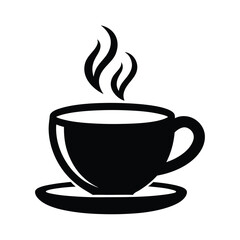 Black Steaming Coffee Cup Icon Vector Illustration