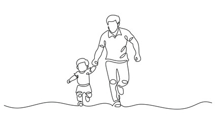 Guidance Father and Son One Line Drawing for Posters