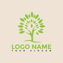 Obraz premium Tree icon concept,Minimalist green tree logo symbol