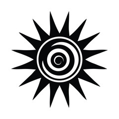 Black Tribal Sun Symbol Icon Vector Illustration