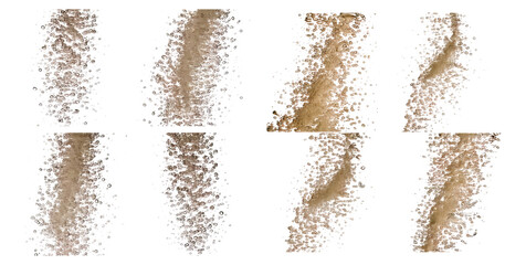 Textured Surface Patterns of Natural Soil and Sand in Various Hues, Isolated on Transparent, white background