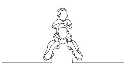 Supportive Father and Son Continuous Line Drawing Logo