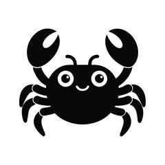 Cute Black Crab Icon Vector Illustration