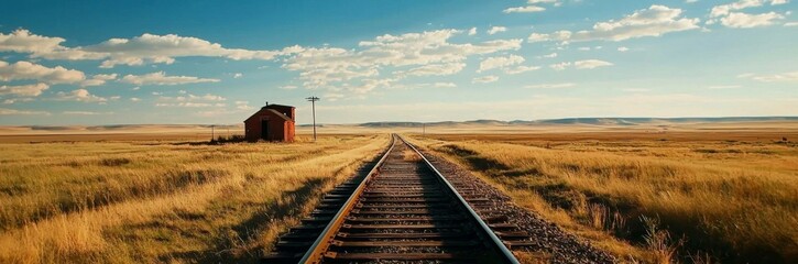Obraz premium Explore the remnants of old railroads across the expansive plains.
