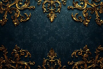 A striking blend of red and gold in elegant damask design.