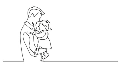 Father's Embrace One Line Drawing for Social Media Post
