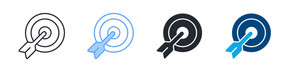 Goals Icon Set Multiple Style. Designed In Outline, Blue, Glyph, Dual Tone