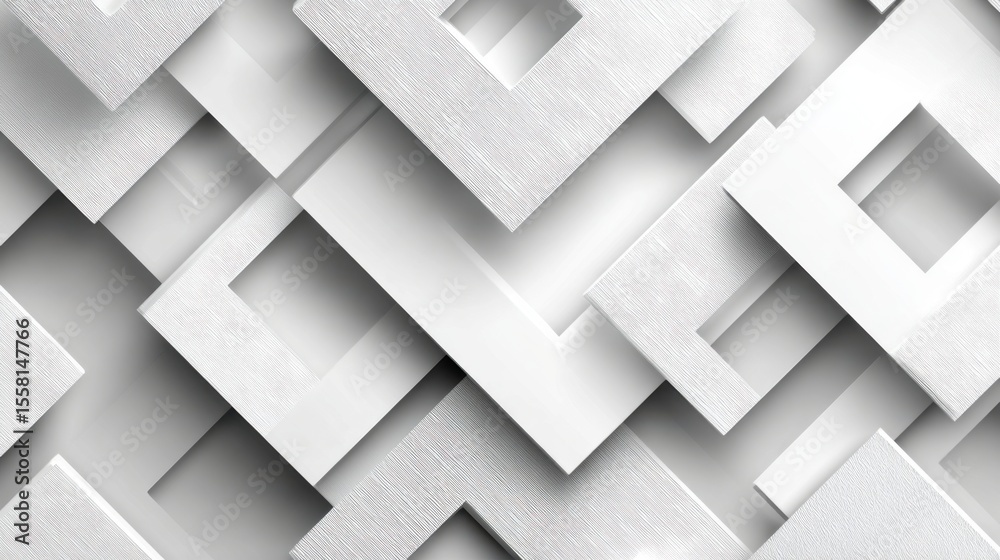 Poster a collection of overlapping white frames in various sizes creates a visually striking design. the ar