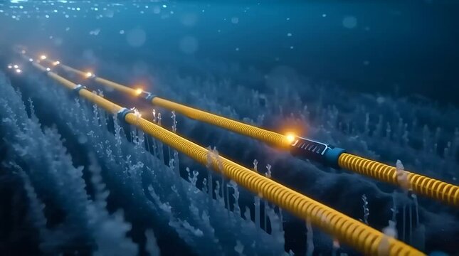 Underwater fiber optic communication system.