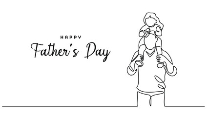 Supportive Father and Daughter Continuous Line Drawing Icon
