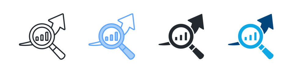Analysis Icon Set Multiple Style. Designed In Outline, Blue, Glyph, Dual Tone