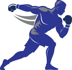 Fototapeta premium Dynamic boxer silhouette in motion with isolated on white background silhouette