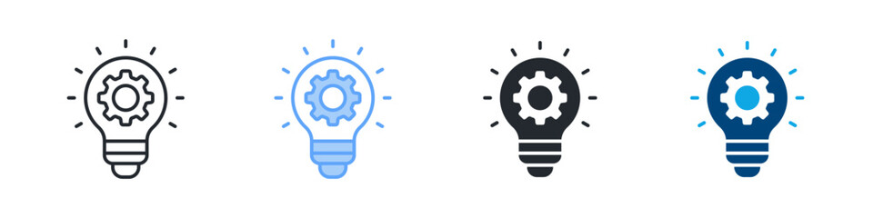 Innovation Icon Set Multiple Style. Designed In Outline, Blue, Glyph, Dual Tone