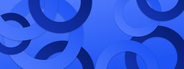 Overlapping blue circles create abstract design suitable for backgrounds, banners, posters, and digital artwork with a modern aesthetic.
