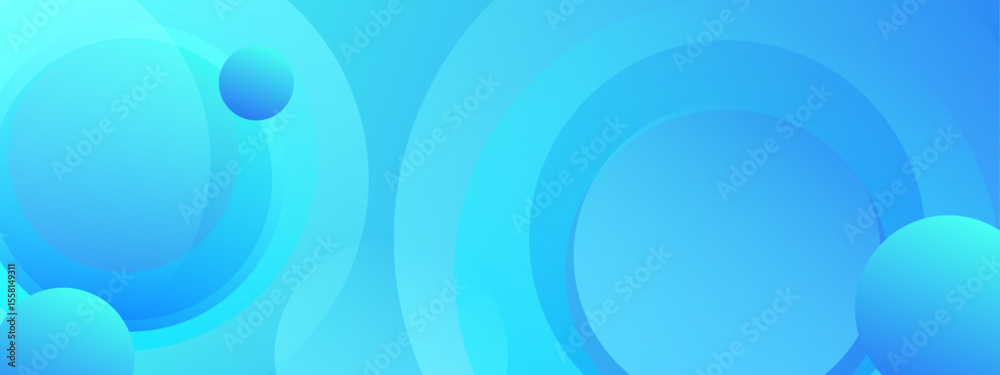 Wall mural abstract blue circles and spheres on gradient background. dynamic and modern design for digital proj
