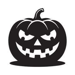 A spooky black jackolantern face isolated on white background