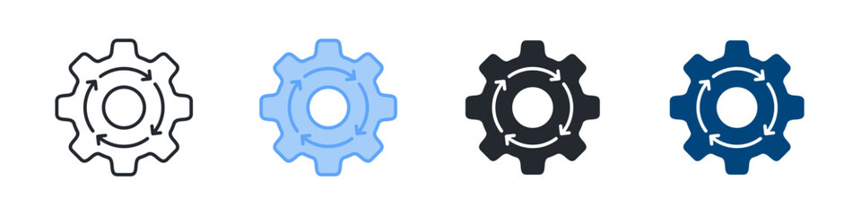 Operation Icon Set Multiple Style. Designed In Outline, Blue, Glyph, Dual Tone