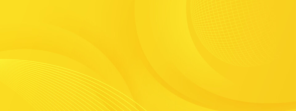 Yellow abstract background with curved lines and gridded sphere; ideal for graphic design projects, technology concepts, or modern presentations.