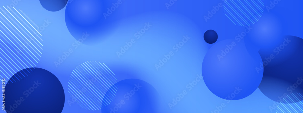Poster abstract blue background with overlapping circles and lines. suitable for web design projects, socia
