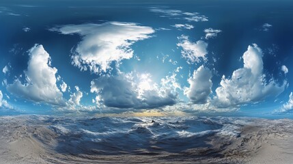 Fototapeta premium Panorama of a blue sky with white clouds as a background